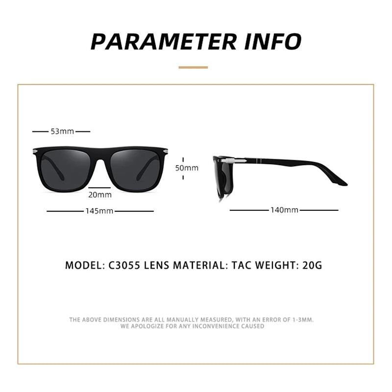 YIMARUILI C3055 Polarized Sunglasses – Ultra-Light TR90 Retro Square Eyewear for Men & Women - Image 3
