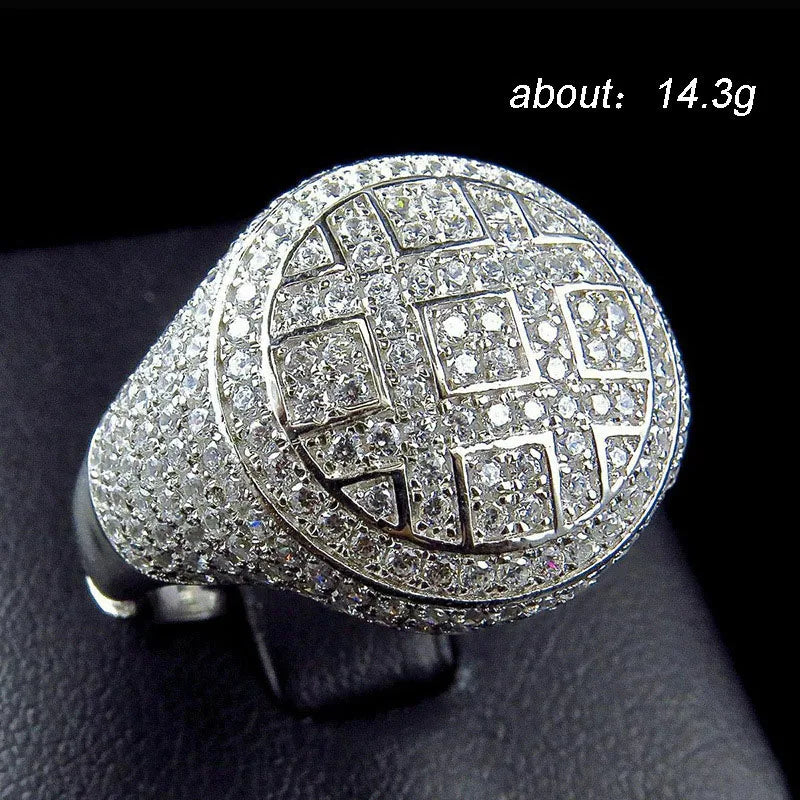 Wholesale Trendy Round Iced Out Ring – Cubic Zirconia Crystal Party Jewelry for Men - Image 3