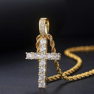 Hip Hop Cross Pendant Necklace for Women & Men