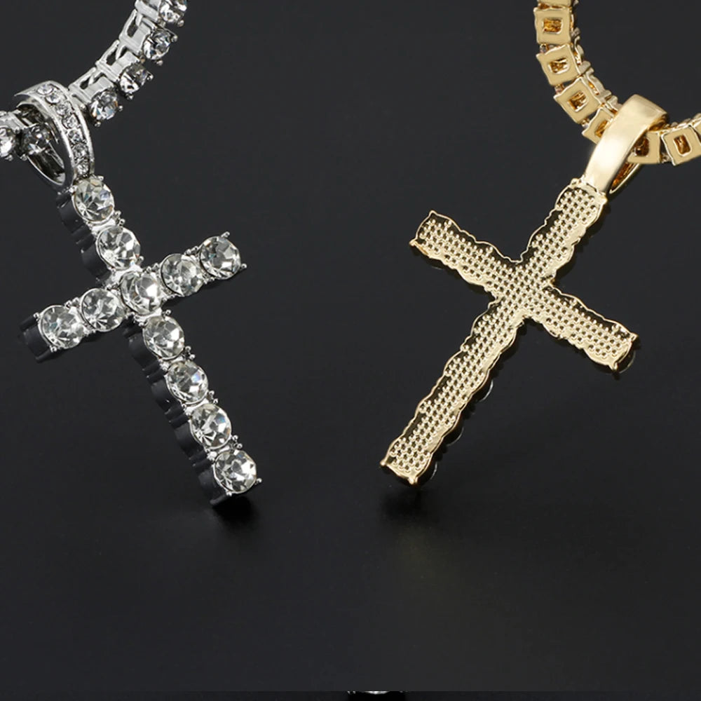 Iced-Out Cross Pendant Necklace - Image 4