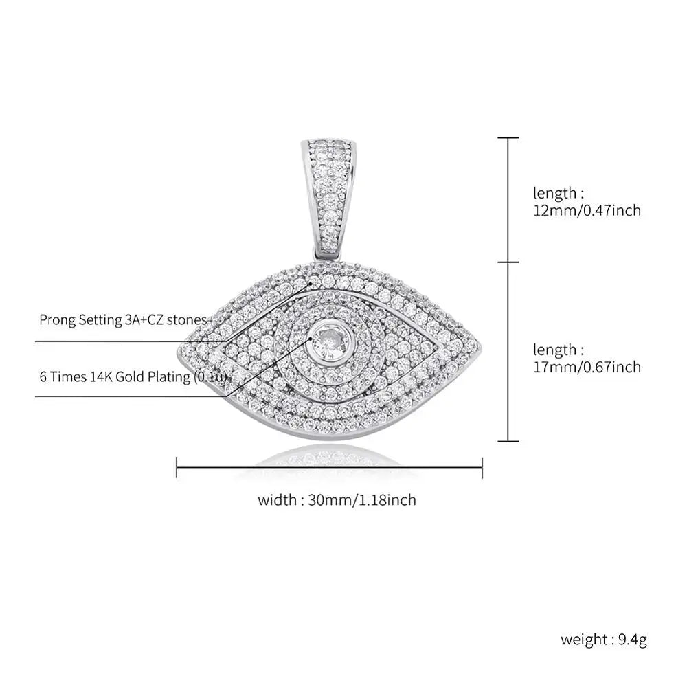 TOPGRILLZ Evil Eye Pendant Necklace – Iced Out Cubic Zirconia Hip Hop Fashion Jewelry for Men & Women - Image 6