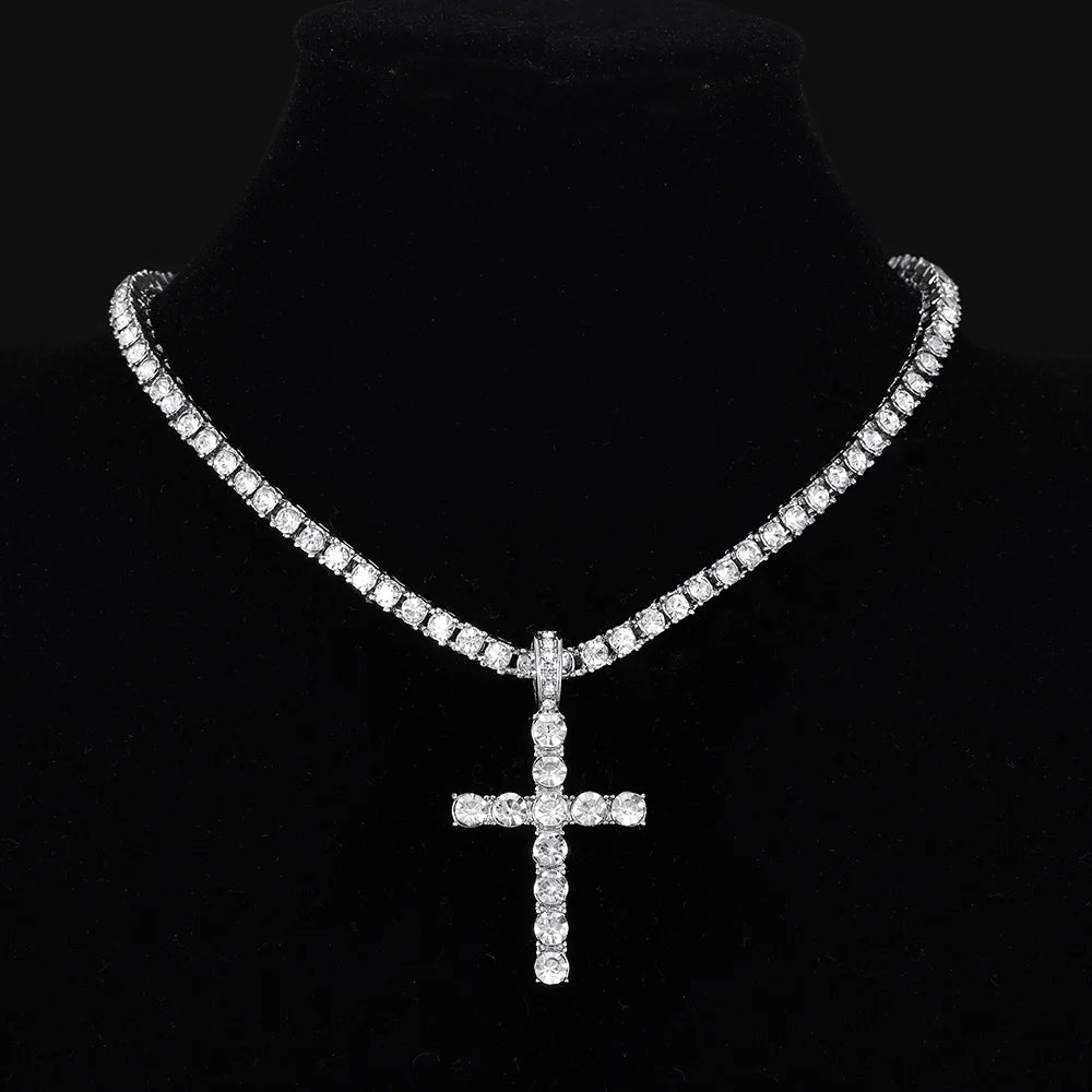 Iced-Out Cross Pendant Necklace
