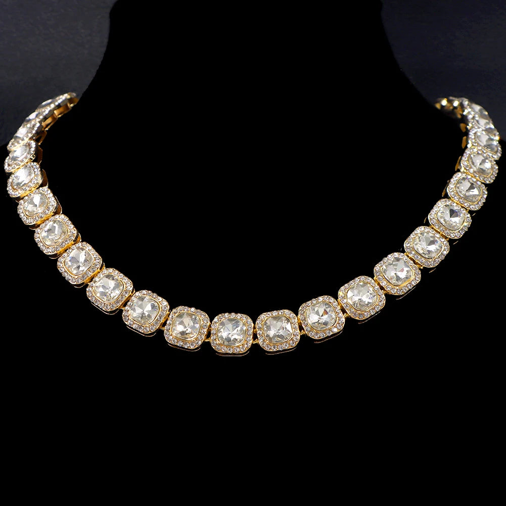 Bling Luxury Paved Crystal Heart Cuban Link Chain Necklace - Image 9