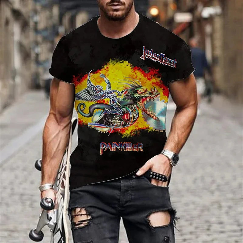Judas Priest 3D Printed T-Shirt – Unisex Rock Band Streetwear Tee for Summer - Image 10