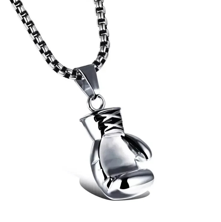 Punk Boxing Glove Pendant Necklace – Titanium Steel Chain for Men & Women - Image 11