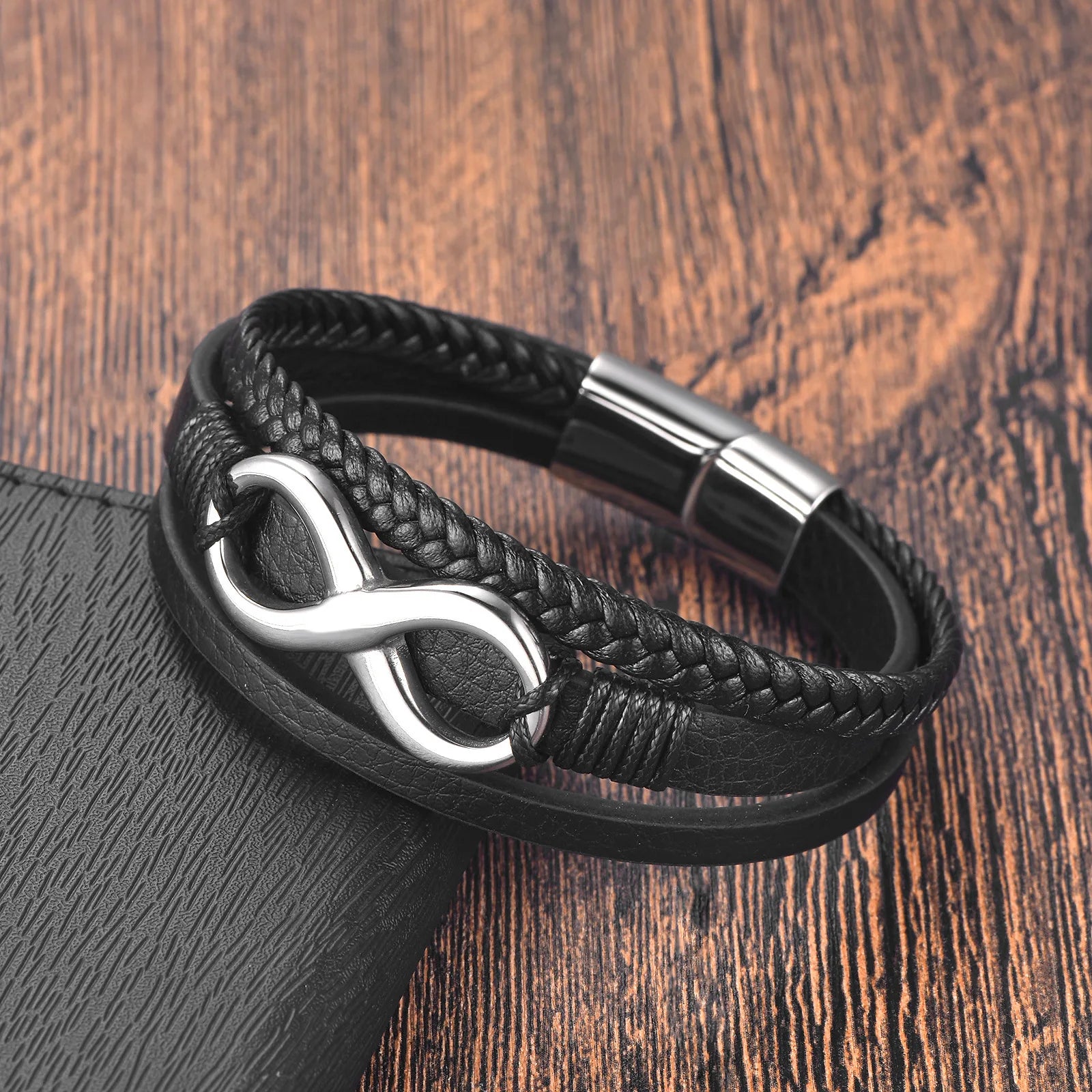 Classic Stainless Steel Leather Bracelet – Men's Chain Wristband Business Charm Jewelry for Dad or Boyfriend - Image 9