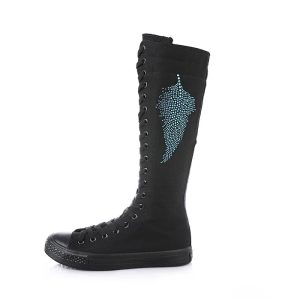 High-Top Long Canvas Boots for Women – Lace-Up Zipper Punk Rivet Dance Shoes