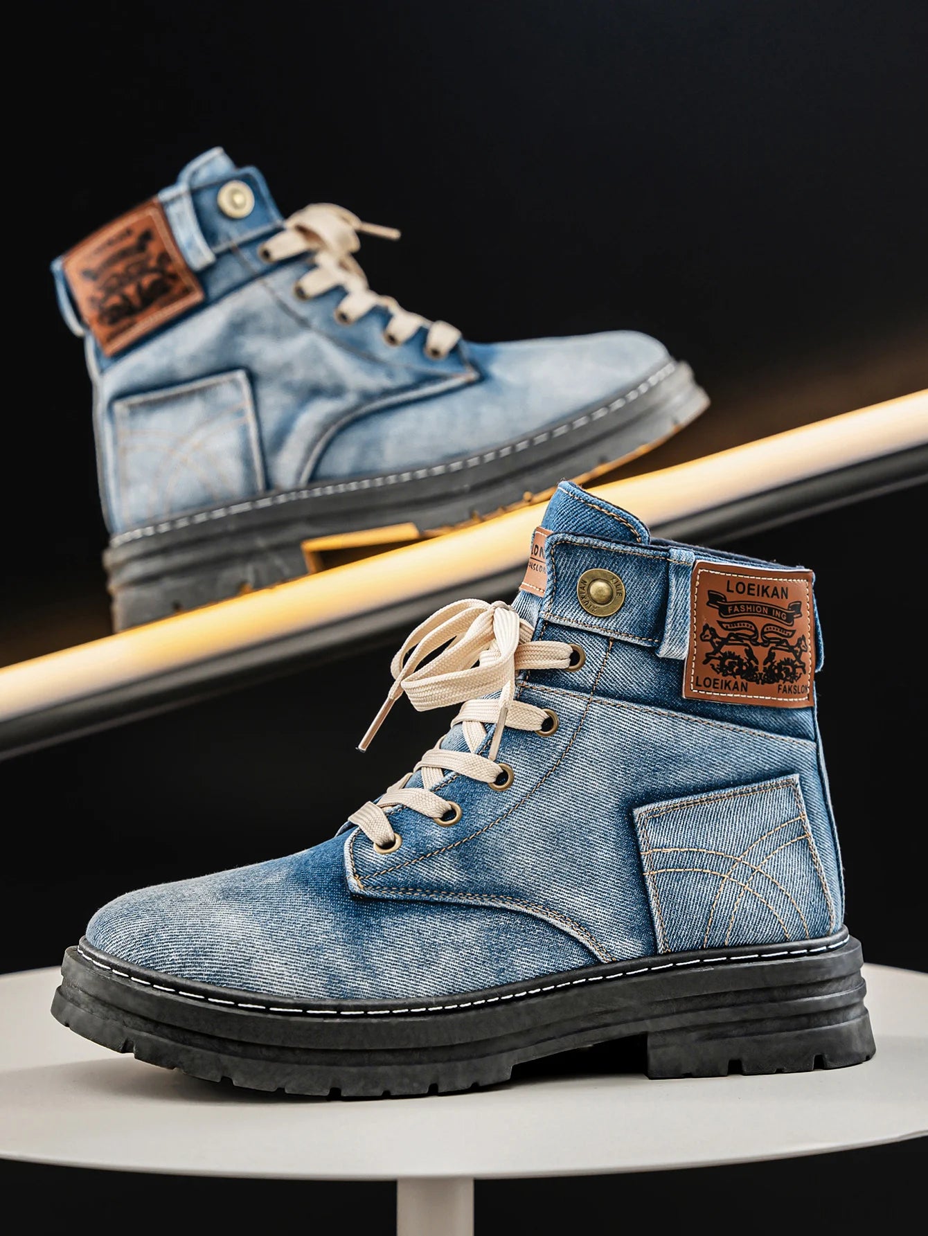 Men’s High-Top Denim Boots – Trendy Casual Sports Fashion Boots - Image 2