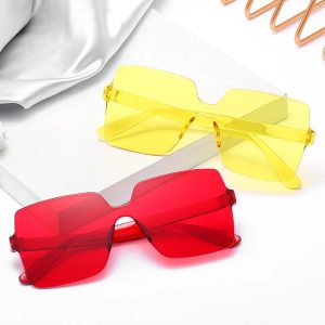 One-Piece Frameless Candy-Colored Sunglasses – Trendy UV400 Shades for Women