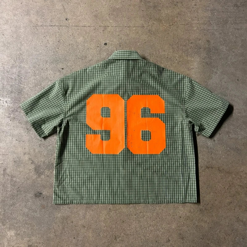 Y2K Plaid "Trust God" Graphic Shirt – Unisex Retro Hip-Hop Streetwear Tee - Image 3