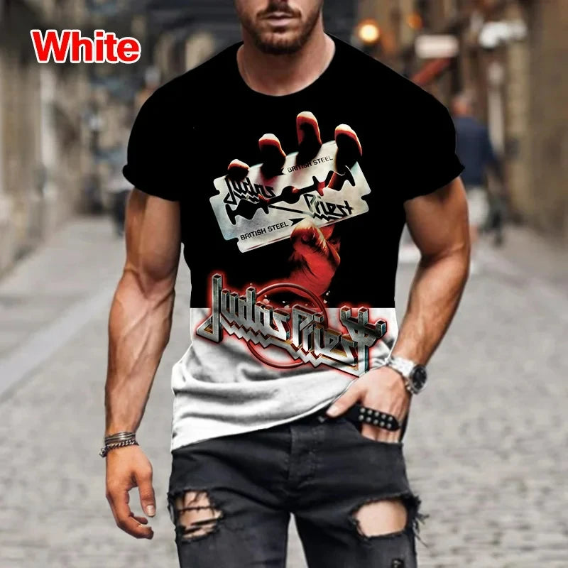 Judas Priest 3D Printed T-Shirt – Unisex Rock Band Streetwear Tee for Summer - Image 5
