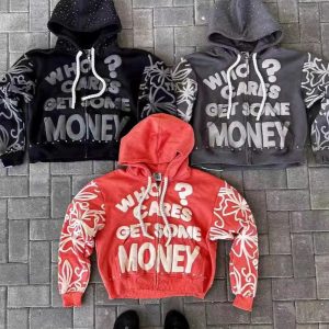 2025 Foam Printed Loose Zipper Hoodie – Unisex Hip-Hop Harajuku Streetwear Sweatshirt