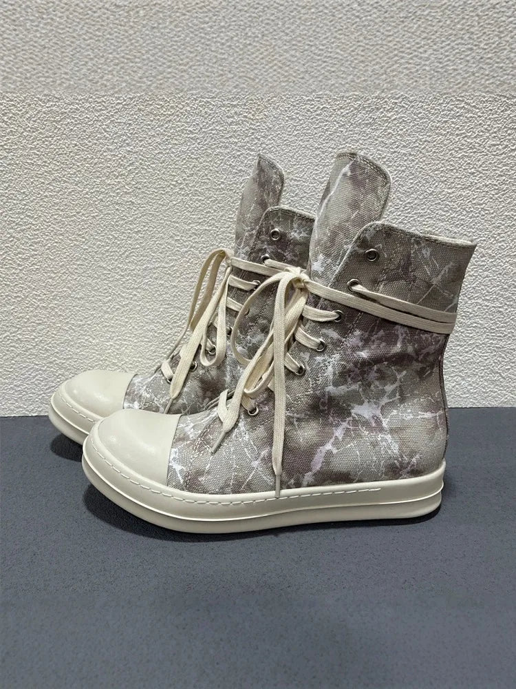 Men’s High-Top Canvas Sneakers – Unisex Lace-Up Zipper Hip Hop Designer Flats - Image 3