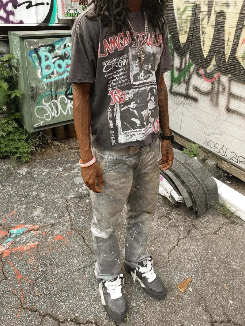 Harajuku Ripped Oversized T-Shirt – Gothic Hip-Hop Streetwear Graphic Tee for Men - Image 3