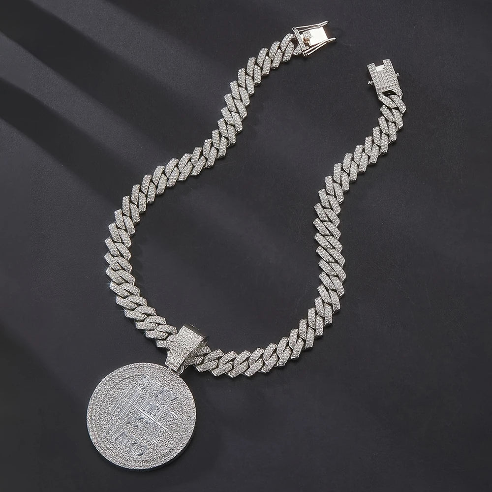 STAY HARD Pendant Necklace – 13mm Cuban Chain Hip-Hop Bling Jewelry for Men & Women - Image 3