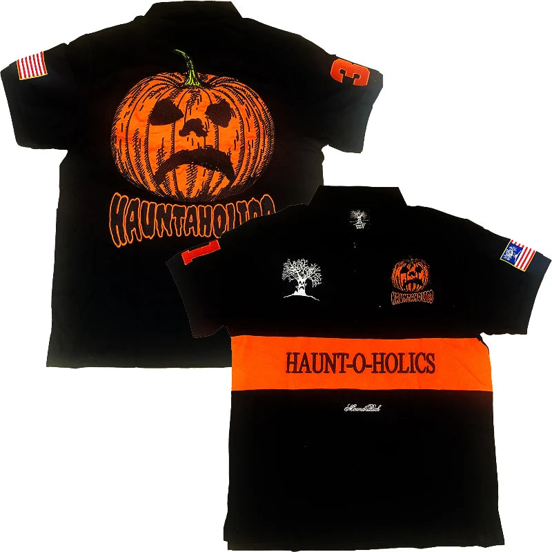 Y2K Haunted Gothic Embroidered Polo Shirt – Unisex Punk Streetwear Lapel Tee - Image 5