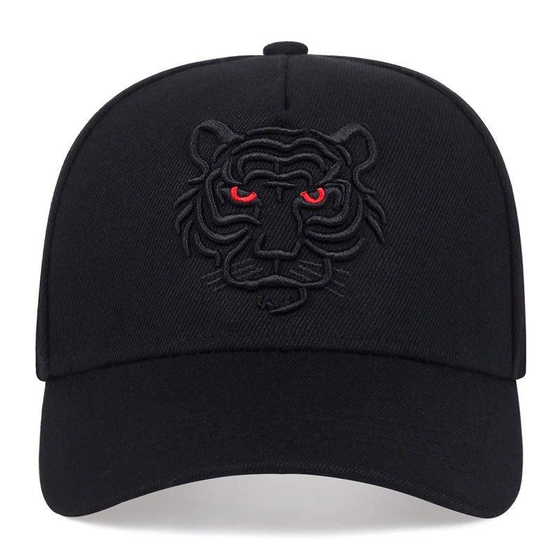 Black Tiger Embroidery Baseball Cap – Unisex Cotton Snapback Trucker Hat for Summer - Image 3