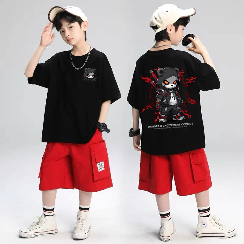 2025 Children's Clothing American Vintage Bear Print Graphic T Shirts Boys Summer Cotton Short-sleeved T-shirt Tops Streetwear - Image 6