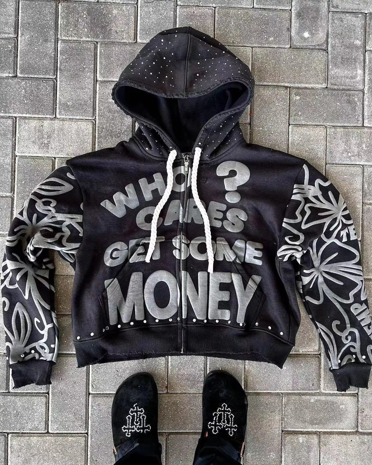 2025 Foam Printed Loose Zipper Hoodie – Unisex Hip-Hop Harajuku Streetwear Sweatshirt - Image 6
