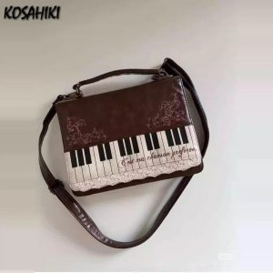 Patchwork Contrast Color Harajuku Shoulder Bag – Vintage Y2K Aesthetic Crossbody for Women