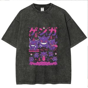 Vintage Washed Genggui Anime T-Shirt – Oversized Hip-Hop Y2K Tee for Men & Women