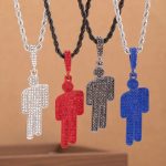 Off-Center Rhinestone Cartoon Pendant Necklace – Trendy Hip-Hop Luxury Chain for Men & Women