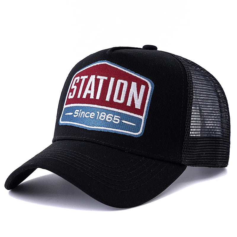Classic STATION Letter Pattern Mesh Baseball Cap – Unisex Breathable Summer Trucker Hat - Image 8