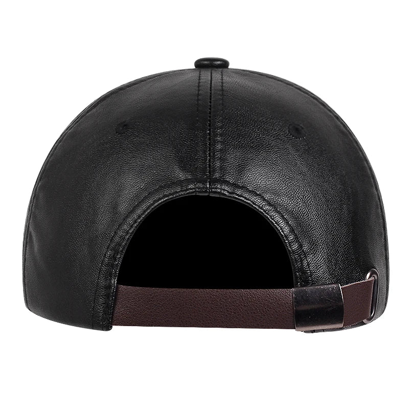 Solid PU Leather Baseball Cap – Unisex Adjustable Hip Hop Snapback Hat for Men & Women - Image 3
