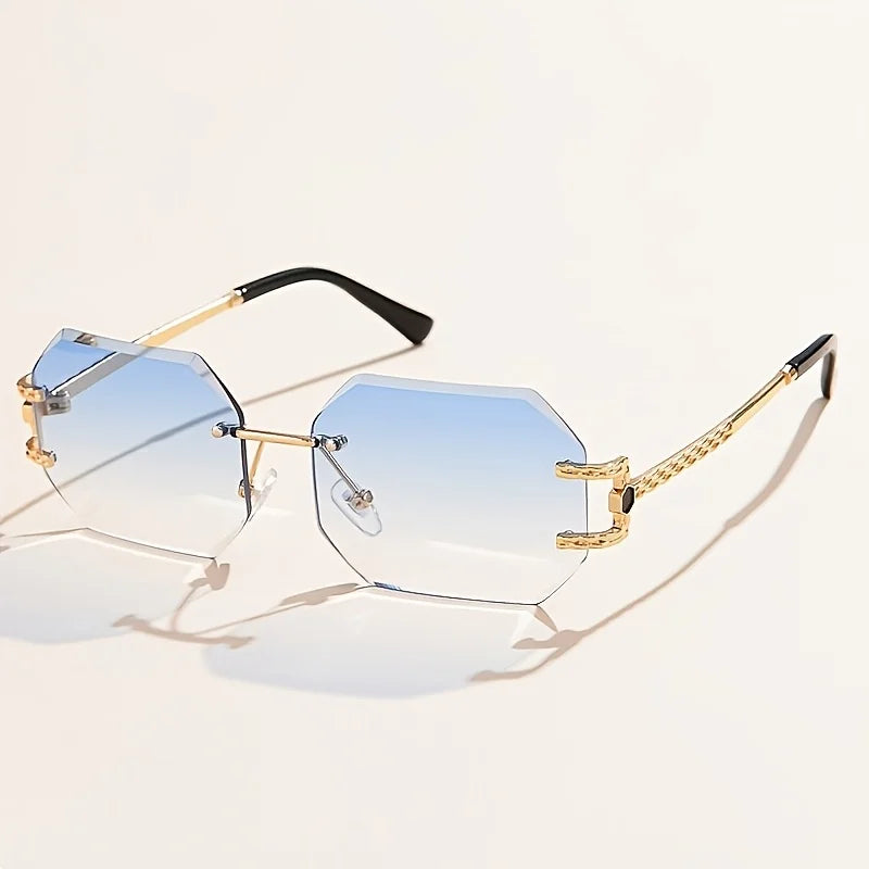 Hip Hop Rimless Geometric Sunglasses – Unisex Street Style Eyewear with Clear Lenses - Image 7