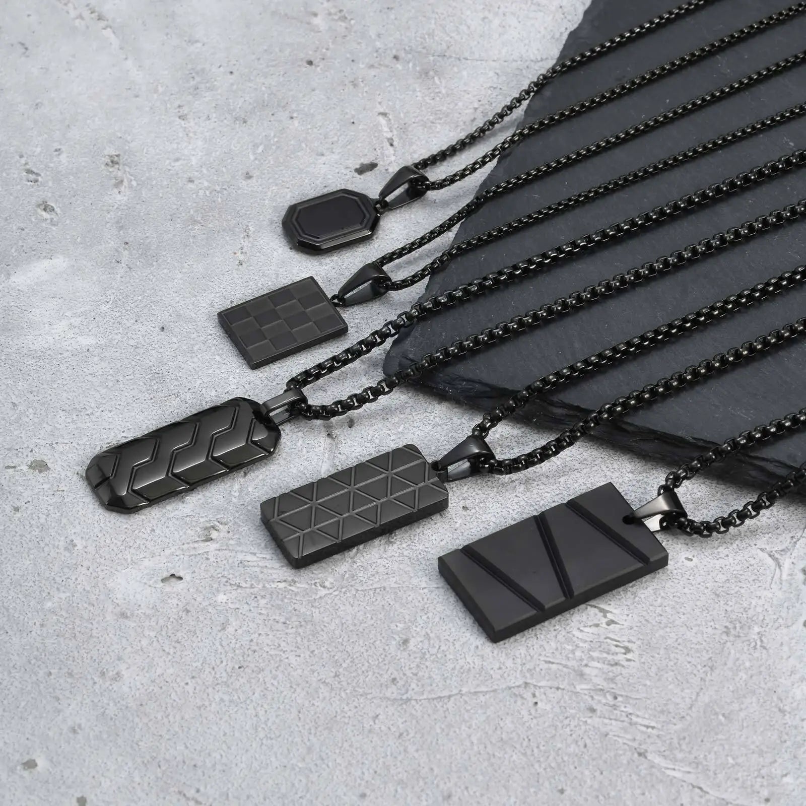 Vnox Small Dog Tag Pendant Necklace – Black & Silver Stainless Steel Military Style for Men & Boys - Image 6