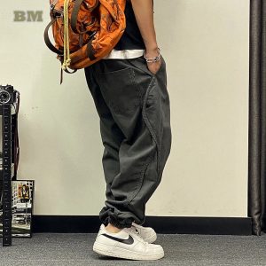 Plus Size Japanese Streetwear Oversized Cargo Pants – Harajuku Casual Joggers for Men