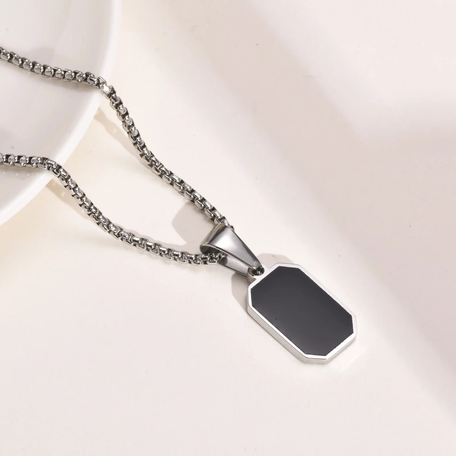 Vnox Small Dog Tag Pendant Necklace – Black & Silver Stainless Steel Military Style for Men & Boys - Image 10