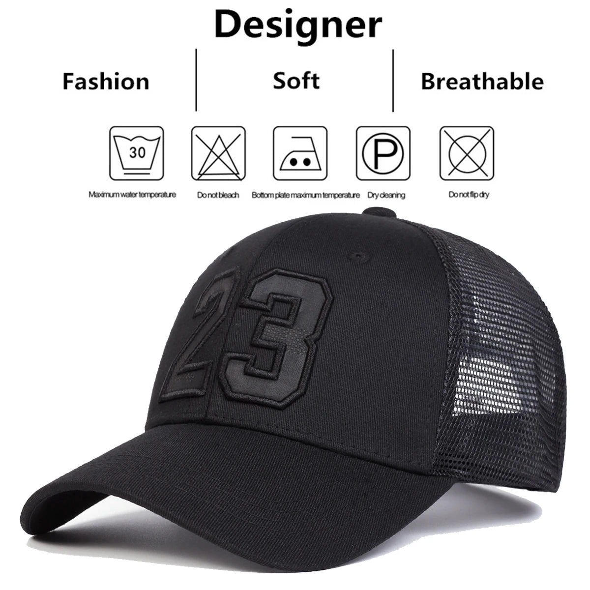 Unisex “23” Embroidered Mesh Baseball Cap – Adjustable Snapback Hat for Spring & Summer Street Style - Image 6
