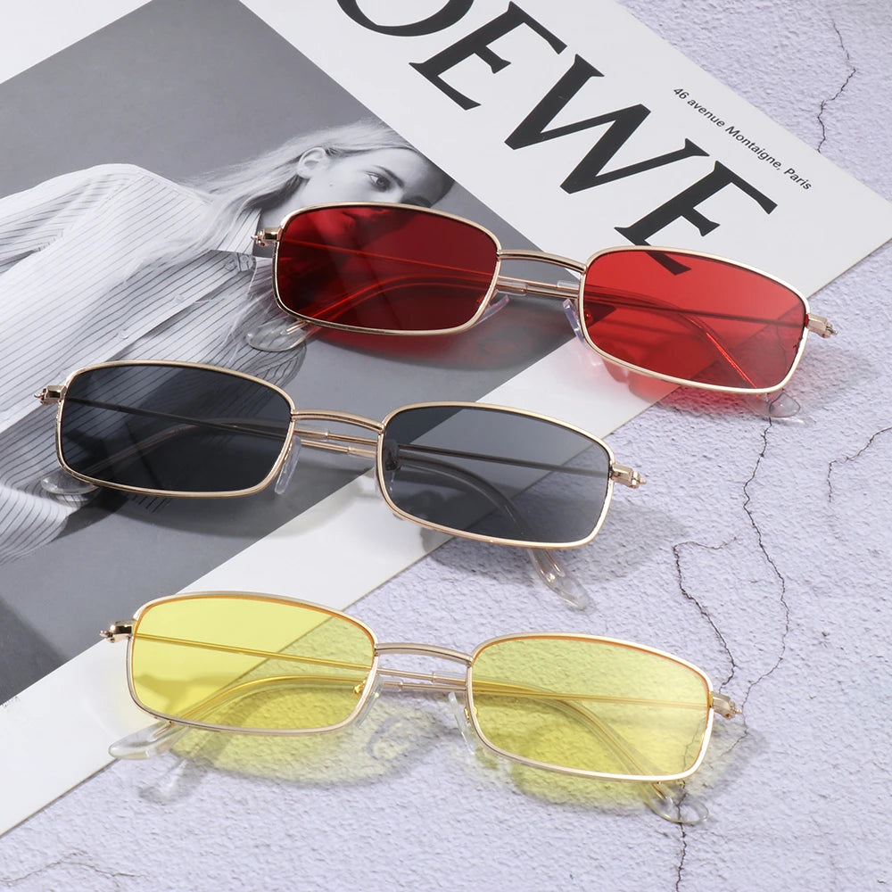 Fashion Retro Metal Frame Sunglasses – Colorful Small Rectangle UV400 Eyewear for Men & Women - Image 3